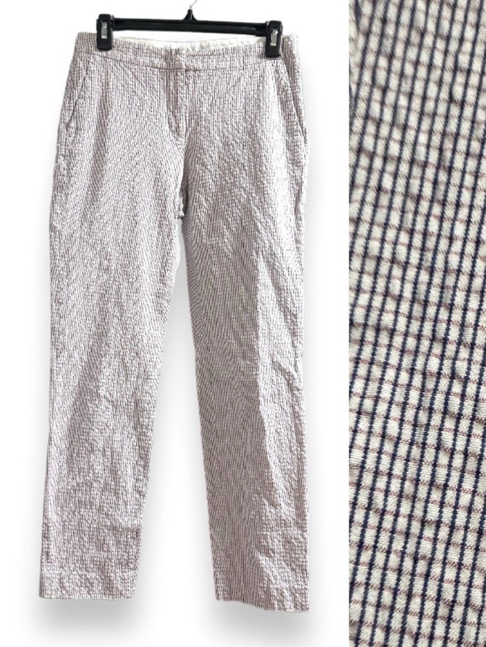 QL2 Quelledue White Check Slim Pants Women’s Size Small Italy Preppy Spring Euro